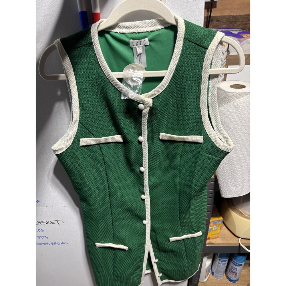TCEC Kelly Green Dress With White‎ Trim Large
